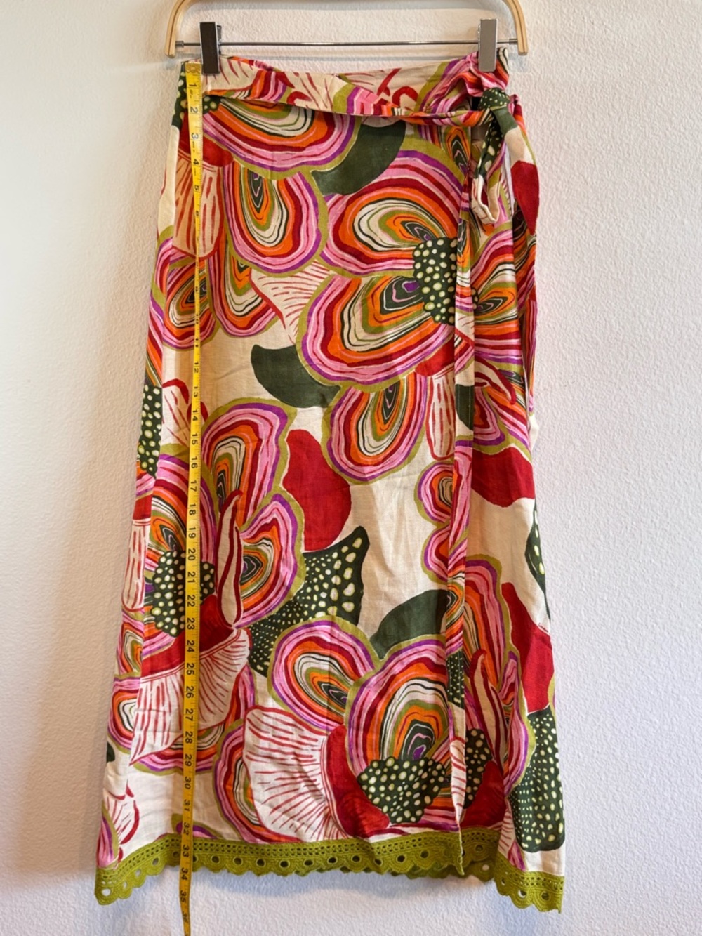 Like New! Farm Rio X Anthropologie Linen Blend Wrap Midi Skirt Floral XS - Picture 7 of 13